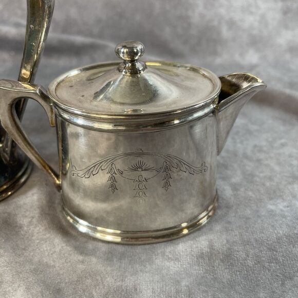 VINTAGE CONTINENTAL SILVER CO. Tea Set W/ TRAY cream Sugar 751 Ultraplate - Picture 12 of 12